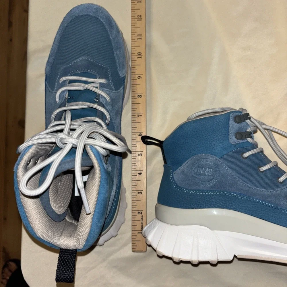 New $298 P448 Hi-top Viking Sneakers 41 Men 9 Women 10.5 / 11 Blue Sand Leather